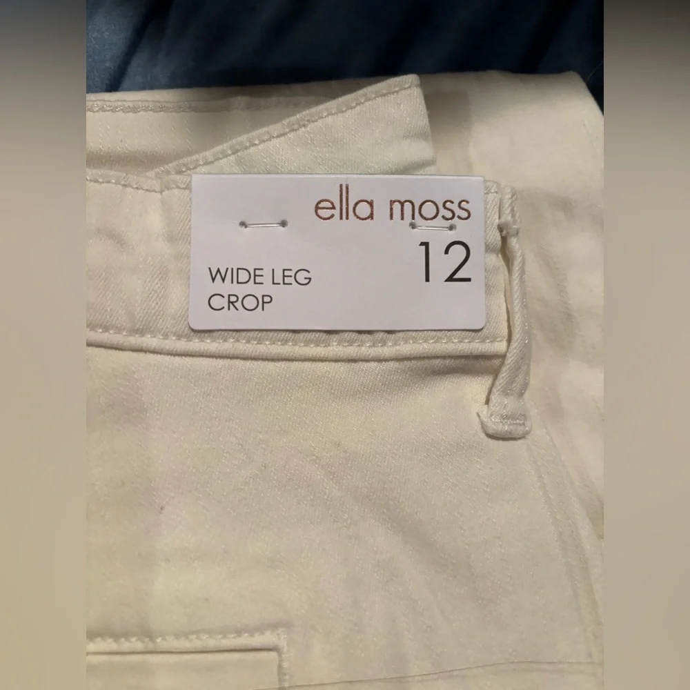 NWT Ella Moss Cream Wide-Leg Crop Pants Size 12 - Picture 6 of 6